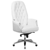 Flash Furniture BT-90269H-WH-GG - Office Chair, 48"-50-1/4", 250 lb, White Leather, Tufted Back, Arms Chrome Base 1 image
