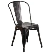 Flash Furniture CH-31230-BQ-GG Stacking Chair, 500 lbs, Black/Antique Gold, Steel, 8-High, Indoor/Outdoor 1 image