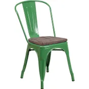 Flash Furniture CH-31230-GN-WD-GG Stacking Side Chair, 500 lb, Green, Metal Back, Wood Seat, Powder Coat 1 image