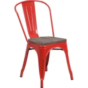 Flash Furniture CH-31230-RED-WD-GG Stacking Side Chair, 500 lb Weight Capacity, Red, Metal Back, Wood Seat 1 image
