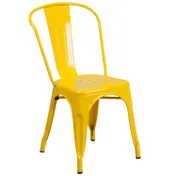 Flash Furniture CH-31230-YL-GG Stacking Chair, 500 lb, Yellow Steel, Slatted Back, Drain-Hole Seat, Stacks 8 1 image