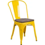 Flash Furniture CH-31230-YL-WD-GG Stacking Side Chair, 500 lb, Metal Back, Wood Seat, Yellow, Powder Coat Finish 1 image