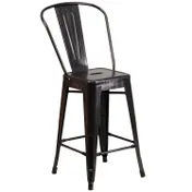 Flash Furniture CH-31320-24GB-BQ-GG Counter Height Bar Stool, 500 lb. Capacity, Galvanized Steel, Black and Antique Gold 1 image