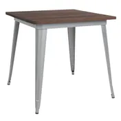 Flash Furniture CH-51040-29M1-SIL-GG 31" Square Walnut Elm Wood Dining Table, 1" Edge, Galvanized Steel Frame, Silver 1 image