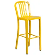 Flash Furniture CH-61200-30-YL-GG Commercial Outdoor Bar Stool, 500 lb, Yellow, Galvanized Steel, Slatted Back 1 image