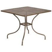Flash Furniture CO-6-GD-GG 35.5x35.5 Square Patio Table, Gold Powder Coat, Steel, 1.75 Umbrella Hole 1 image