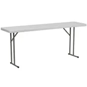 Flash Furniture DAD-YCZ-180-GW-GG Folding Table, 72"W x 18"D x 29"H, Granite White Plastic Top, Gray Metal Legs, 220 lbs Capacity 1 image
