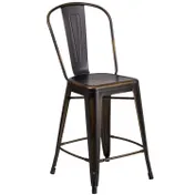 Flash Furniture ET-3534-24-COP-GG Copper Counter Height Outdoor Bar Stool, 500 lb. Weight Capacity, Metal Seat & Back 1 image