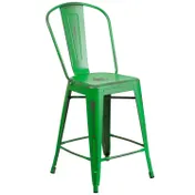 Flash Furniture ET-3534-24-GN-GG Green Galvanized Steel Counter Height Outdoor Bar Stool, 500 lb. 1 image