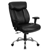 Flash Furniture GO-1235-BK-LEA-A-GG Office Chair, Black, 42-1/2"-45-1/2" Height, 400 lb, 22" Wide Leather, Casters 1 image