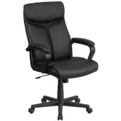 Flash Furniture GO-2196-1-GG Chair 40-3/4"-44-3/4" Height, 250 lb, Black Leather Back/Seat Padded Arms Casters 1 image