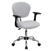 Flash Furniture H-2376-F-WHT-ARMS-GG Chair White Mesh Nylon Arms 33-1/2"-37-1/2" Height 250 lb Dual Casters 1 image