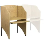 Flash Furniture MT-M6201-OAK-GG Study Carrel, 32-5/8"W x24-2/5"D x49-5/8"H, Oak Laminate, Steel Frame, Key Tray 1 image