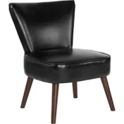 Flash Furniture QY-A02-BK-GG Hercules Holloway Accent Chair, LeatherSoft Upholstery, Black, Mahogany Wood Legs 1 image