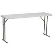 Flash Furniture RB-1860-GG Training Folding Table, 60"W x 18"D x 29"H, Granite White Plastic Top, Gray Powder Coated Metal Legs, 330 lbs 1 image