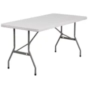 Flash Furniture RB-3060-GG Rectangular Folding Table, 60"W x 30"D x 29"H, Granite White Plastic Top, Gray Metal Legs, 260 lbs 1 image