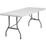Flash Furniture RB-3072-GG Folding Table, 72"W x 30"D x 29"H, Granite White Plastic Top, Gray Metal Legs, 330 lbs, Rectangular, Indoor/Outdoor 1 image
