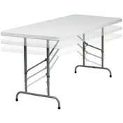 Flash Furniture RB-3072ADJ-GG Folding Table, 72"W x 30"D, Adjustable Height 24-1/8" to 32", Granite White Plastic Top, Gray Powder Coated Metal Legs, 330 lbs 1 image