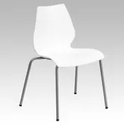 Flash Furniture RUT-288-WHITE-GG Stacking Chair, 770 lb, White, Poly Seat/Back, Metal Frame, 5-High Stack 1 image