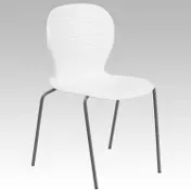 Flash Furniture RUT-3-WH-GG Stackable Outdoor Chair, 551 lb Seat & Back, Powder-Coated Frame, 5-High Stack 1 image