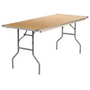 Flash Furniture XA-3072-BIRCH-M-GG Heavy Duty 72"W x 30"D x 30"H Folding Banquet Table, Birchwood, 551 lbs, Rectangular, Commercial Use 1 image