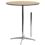 Flash Furniture XA-36-COTA-GG 36" Round Adjustable Height Cocktail Table, Birchwood Top, Chrome Steel Column, Four Point Base 1 image