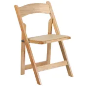 Flash Furniture XF-2903-NAT-WOOD-GG Hercules Folding Chair - Vinyl Seat, Waterproof, Frame, Back, Indoor/Out 1 image