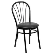 Flash Furniture XU-698B-BLKV-GG Hercules Series Metal Chair, Fan Back, Black Vinyl Upholstered Seat, 18 Gauge Steel 1 image