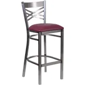 Flash Furniture XU-6F8B-CLR-BAR-BURV-GG Hercules Series Restaurant Bar Stool, Metal X Back, Burgundy Vinyl Seat, 18 Gauge Steel Frame 1 image