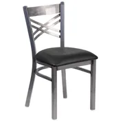 Flash Furniture XU-6FOB-CLR-BLKV-GG Hercules Series Restaurant Chair, Black Vinyl, Metal X Back, 18 Gauge Steel 1 image