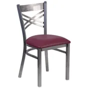 Flash Furniture XU-6FOB-CLR-BURV-GG Hercules Series Restaurant Chair, Metal X Back, Burgundy Vinyl Seat, 18 Gauge Steel Frame 1 image