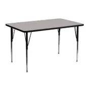 Flash Furniture XU-A2448-REC-GY-H-A-GG 48" Rectangular Activity Table, Gray Laminate Top, Adjustable Height 21-1/4" to 30-1/4", Black Powder Coated Steel Legs 1 image