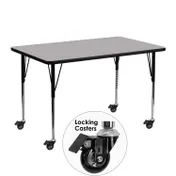 Flash Furniture XU-A2448-REC-GY-T-A-CAS-GG 48" Rectangular Activity Table, Gray Laminate Top, 24"D, Adjustable Height 1 image