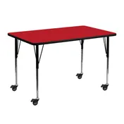 Flash Furniture XU-A2448-REC-RED-H-A-CAS-GG 48" Rectangular Activity Table, 24"D, Adjustable Height 22-30.5", Red Laminate Top, Black Steel Legs 1 image