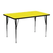 Flash Furniture XU-A2448-REC-YEL-H-A-GG 48" Rectangular Activity Table, Yellow Laminate Top, 24"D, Adjustable Height 1 image