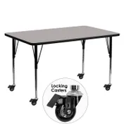 Flash Furniture XU-A2460-REC-GY-H-A-CAS-GG 60" Rectangular Activity Table, Gray Laminate Top, 24" Depth, Adjustable Height 1 image