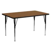 Flash Furniture XU-A2460-REC-OAK-H-A-GG 60" Rectangular Activity Table, Oak Laminate Top, 24"D, Adjustable Height 1 image