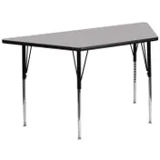 Flash Furniture XU-A3060-TRAP-GY-T-A-GG 57" Trapezoid Activity Table, Gray Laminate Top, 26" Depth, Adjustable Height 21-30" 1 image