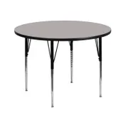 Flash Furniture XU-A42-RND-GY-H-A-GG 42" Round Gray Laminate Activity Table, Adjustable Height 21-1/4" to 31-1/4", Black Steel Legs 1 image