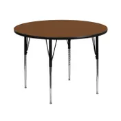 Flash Furniture XU-A42-RND-OAK-H-A-GG 42" Round Adjustable Height Activity Table, Oak Laminate Top, Black Powder Coated Steel Legs 1 image