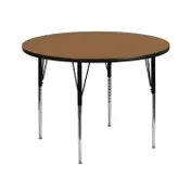 Flash Furniture XU-A42-RND-OAK-T-A-GG 42" Round Adjustable Height Activity Table, Oak Laminate Top, Black Powder Coated Steel Legs 1 image