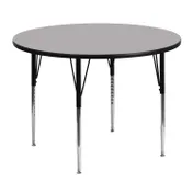 Flash Furniture XU-A48-RND-GY-T-A-GG 48" Round Gray Laminate Activity Table, Adjustable Height 21-1/8" to 30-1/8", Black Powder Coated Steel Legs 1 image