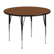 Flash Furniture XU-A48-RND-OAK-H-A-GG 48" Round Adjustable Height Activity Table, Oak Laminate Top, Black Edge, Steel Legs 1 image
