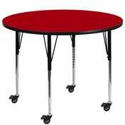 Flash Furniture XU-A48-RND-RED-T-A-CAS-GG 48" Round Red Laminate Activity Table, Adjustable Height 22-30" 1 image