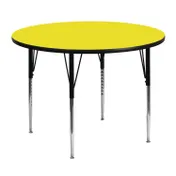 Flash Furniture XU-A48-RND-YEL-H-A-GG 48" Round Yellow Laminate Activity Table, Adjustable Height 21-1/4" to 31-1/4", Black Steel Legs 1 image