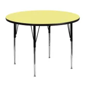 Flash Furniture XU-A48-RND-YEL-T-A-GG 48" Round Yellow Laminate Activity Table, Adjustable Height 21-1/8"-30-1/8", Black Steel Legs 1 image