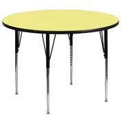 Flash Furniture XU-A60-RND-YEL-T-A-GG 60" Round Adjustable Height Activity Table, Yellow Laminate Top, Black Steel Legs 1 image