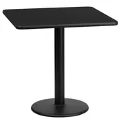 Flash Furniture XU-BLKTB-2424-TR18-GG 24x24 Square Black Laminate MDF Dining Table, 31-1/8H, Pedestal Base 1 image
