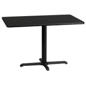Flash Furniture XU-BLKTB-2442-T2230-GG 42" Rectangular Black Laminate Dining Table, Pedestal Base, MDF Top, 24"D x 31-1/8"H 1 image