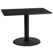 Flash Furniture XU-BLKTB-2442-TR24-GG 42"W Rectangular Black Laminate Dining Table, Pedestal Base, MDF Top 1 image